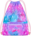 PASHOP Drawstring Backpack za otroke, dekleta Mesh Beach Bag za plavanje, velike velikosti gim Drawstring Bags Cinch Sack za dekleta (Unicorn)