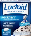 Lactaid Fast Act Laktoza Intolerance Relief Caplets with Lactase Enzyme, 32 Travel Packs with 1-ct.