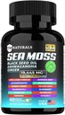 Morski moss s črnim oljem, vitaminom C, Ashwagandha in kurkurjem za imuno podporo in energijo - 60 veganskih kapsul + brezplačna škatla tablet