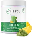 One Sol Greens, Super Greens Powder za zmanjšanje napihnjenosti in izboljšanje Gut Health, Superfood Fresh Bloom Organic Greens Mešanica sok & Smoothie Mix, Pre & Probiotic z digestivnimi encimi, Vegan & Soy Free