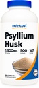 Nutricost Psylium Husk 1500 mg na serviranje, 500 kapsul - brez GMO & gluten
