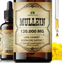HERBALICIOUS Mullein kapljice za pljuča – organsko čiščenje pljuč dodatek z Mullein Leaf Extract (Verbascum Thapsus) – Vegan, Non-GMO Liquid Formula – 4 Fl Oz