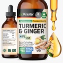 BIO KRAUTER® Kurkuma in ingver dodatek - Čista veganska tekoča kurkuma & ingver Tinktura s poprom 4 Fl.Oz 56 dni dobave - kurkumin kapljice za skupno podporo, antioksidant in imunske podpore