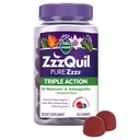ZzzQuil PURE Zzzs Triple Action, Melatonin Gummies, Melatonin 6mg, 3X Melatonin, Pomoč v spanju z Ashwagandha, Mirni Mood, Antioksidant Action, Pomoč v spanju za odrasle, 60 Spanje Gumies
