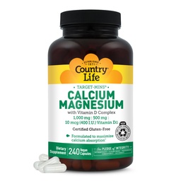 Country Life Target-Mins Calcium Magnesium with Vitamin D, 240 Capsules