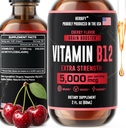 HERBIFY Vitamin B12 Metilirani multivitaminski energijski dodatki za ženske in moške - tekoči B12 Vitamini 5000 Mcg Metilkobalamin - energijska podpora in imuno zdravje Tekoči vitamin 2 Oz