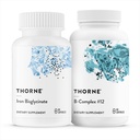 THORNE - Nutrient Essentials Duo - Iron Bisglicinat & B-kompleks #12 za energetsko podporo in izgradnjo krvi - 60 strežnic