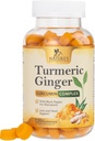 Kurkumin dopolnilo Gumi - 95% kurkuminoidi s kurkumi in ingver, črna paprika za najboljšo absorpcijo, Veganska skupna podpora, Non-GMO, Gluten Free, Okusni Peach Flavor - 120 Gumies