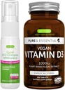 Vegan Vitamin D3 + Super B12- Complex 5000mcg Vegan Bundle, 365 1000iu Vitamin D3 Tablete + Visoka jakost B12 Cherry Flavor Podjezično Spray, by Igennus