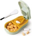 Pills Cutter Splitter za majhne in majhne tablete - Pills Cutter 1/4 - Natančno reže več tablet - enostaven odprt Snap gumb. Snemljiva nedrseča V-oblikana plošča. Hrbtna shramba (Cyan)