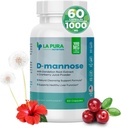 LaPura D-mannoza 1000 mg dodatek z brusničnim sokom v prahu, Hibiscus Flower & Dandelion Herb Extract, 60 Kapsule - naravno podporo za čiščenje, zdravo jeter, mehur, delovanje sečil