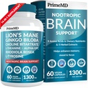 14- v-1 Lions Mane dopolnilne kapsule - Nootropic Brain Supplement z Ginkgo Biloba za podporo možganov, spomin in fokus - Alpha GPC, L Theanine & Choline dopolnila s 1300mg na postrežbo (60 ct)