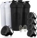 GOMOYO Fitness Bundle - 4-Pack Shaker steklenice z Agitator + 5-Pack Protein Funnels z karabinerjem, BPA-free & Dishwaster Safe