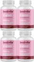 BESTVITE Vitamin C 1000mg (480 vegetarijanskih kapsul) (120 x 4) z bioflavinoidi Citrus - brez stearat - veganski - brez GSO - brez glutena