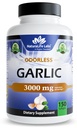 NaturaLife Labs Odorless Česen – 3.000 mg ekvivalent na Serving – 150 Softgels – Zgoščen česen izvleček z ekološko ekstra deviško oljčno olje – ne-GMO, Gluten-free