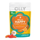 OLY Pozdravljeni Happy Gummy Worms, Mood Balance Podpora, Vitamin D, Saffron, odraslih Žvečljivi dodatek, Gluten brezplačno, Tropical Zing - 90 Count