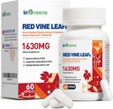 Izvleček listov rdeče trte 1630mg s konjskim kostanjem, Mesarjevo brozgo, hawthorn dodatek za krčne žile, nogo, kroženje, srce, kožo, podporo za zdravje srca, izdelano v ZDA, 60 kapsul