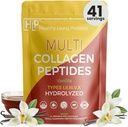 Zdravi živi proteini - hidrolizirani več kolagenski peptidi vrste v prahu I, II, III, V & X - Govedo s hranili trave, divji morski ujet, prosto območje piščanca - Gluten prost (Vanilla, 16 oz)