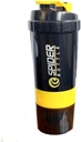 5 V 1 steklenica Protein Shaker - Professional Series Shaker Steklenica za stresanje proteinov in pred vadbo Gym Steklenica, S shranjevanjem prahu, Pladenj, Mešalna žoga,Shakes Cup (rumena)