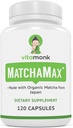 MATCHAMAXTM Organske japonske Matcha kapsule - Pure Organic Matcha Zelen čaj tablete za gladko Zen- like energije in naravnega razpoloženja Boost - Vegan Matcha dodatek pakiran z antioksidanti - 120ct