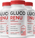 (3 pakiranja) Gluco Renu kapsule, uradne tablete GlucoRenu, naravna podpora za zdrave ravni, cirkulacijo in ravnotežje, Premium formula za čiščenje krvnih žil, GlucoReNu Glyco Optimizer (180 kapsul)