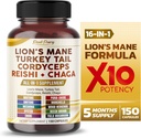 Levje Mane Turčija Tail Cordyceps Reishi Chaga - Skupna Wellness podpora- Izdelano v ZDA