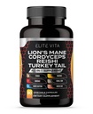 Nootropna goba - Levi Mane, Cordyceps, Reishi, Chaga mešanica za okrepljeno fokus, spomin, kognitivna podpora, Brain Vitamin in Focus dodatek, 90 Veganske kapsule