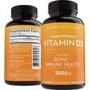 Viva Natural Vitamin D3 5000 i.e. softgels, 360 število (125 μg), podpira zdravje kosti in imunskega sistema, visoka jakost vitamina D