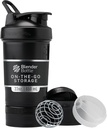 BlenderBottle Shaker steklenica z tablete Organizator in shranjevanje za beljakovine v prahu, Classic V2 ProStak System, 22-Ounce, Polnočno črna