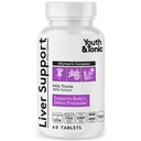 Youth & Tonic jeter Detox Cleanse dodatek – Silymarin mleko Thistle kompleksna formula za zdravje telesa, Popravila in podpora – Non-GMO zeliščni vitamini – 60 Kapsule za ženske in moške