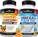 Trojna moč Omega 3 ribje olje softgels (1 mesec dobave) Plus kurkumin s črno papriko ekstrakt 1500mg kompleks (Trial velikost)