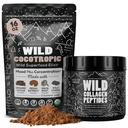 Kokotropne organske gobe Cacao Mix (16oz) & Collagen Peptides (16oz) paket za kožo, lase in skupno podporo