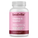 BESTVITE holin inozitol 500 mg (120 vegetarijanskih kapsul) - brez stearat - brez polnil - brez dikalcijevega fosfata - vegan - brez GSO - brez glutena