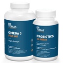 Dr. Tobias Probiotics 30 milijard in Omega 3 ribje olje (2000 mg) za digestivno podporo in splošno zdravje