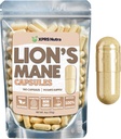 XPRS Nutra Organic Lions Mane Dodatne kapsule - 180 Štetje (90 dnevna zaloga) Premium Lion's Mane Gobe Kapsule za mentalno jasnost, kognicijo in Immunity Lions Mane v prahu Kapsule
