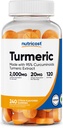 Nutricost Turmeric Gummies (240 Gummies) - Citrus arome, izdelan s 95 % kurkuminoidi, 120 Servinges, Vključuje ekstrakt ingver in črni poper, vegetarijanski, ne-GMO in gluten brezplačno