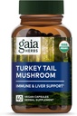 Gaia Herbs Turčija Tail goba - Imunska podpora dodatek za ohranjanje zdravja jeter - z organsko Turčijo Tail goba sadno telo ekstrakt - 40 Veganske kapsule