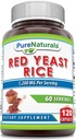Pure Natural Rdeče Kvas Riž 1200 Mg na Serving, 120 Kapsule Supplement 