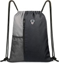 BeeGreem Grey Sport Bag Vrečka za hrbtenico za moške Ženske Gim Backpack z vodno steklenico Mesni žepi in dvema žepkoma z zadrgo 16" x 20"