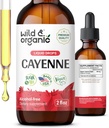 Wild & Organic Cayenne Pepper Tinkture - Capsaicin dopolnila za digestivno podporo - Cayenne Pepper Extract Liquid - Vegan, Alkohol brez kapljic - 2 fl oz