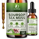 (2 paketa) Organska soursop Graviola s tekočimi kapljicami Sea Moss, Soursop Bitters Tekoči v multivitaminu za naravni antioksidant, imunski boost, podporo celic in regeneracijo, Ananas Flavor
