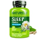 NATURELO Pomoč za spanje - z melatoninom, magnezijem, GABA, Valerian Root, Lemon Balm, zeliščni izvlečki kamilice - na rastlinah temelječi uspavalni pripomoček - 60 veganskih kapsul