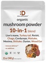 DOPOLNILO DEAL Ekološka goba v prahu dodatek, 12oz – 10 v 1 Aktivna mešanica – Shiitake, Lions Mane, Cordyceps, Chaga, z več –Podpora Imune, Energy, & Brain Health – Non-GMO, Vegan