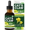 Cat's Claw zelišče (Uña de Gato) Imunska podpora tekoče kapljice, 5-v-1 Zeliščni dodatek z Echinacea & Elderberry Extract, Alkohol brez tinkture za Immunity Boost, Joint & Bone Health. 2 oz