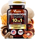 Lions Mane Supplement Kapsule - ZDA Made 10 v 1 Gobe dodatek - Gobe kompleks z Lions Mane, Cordyceps, Turčija rep, Reishi, Shiitake za kognitivno in imuno podporo - 120 Count