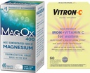 Vitron-C Visoka moč železa dodatek, Immunt Podpora 60ct in Mag-Ox 400 Magnezij Mineral dodatek 60ct