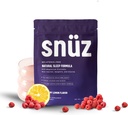 Snüz Natural Sleep Support Supplement with Magnezium Glycinate, Myo-Inositol, Apigenin & Glycine, Melatonin Free, Pomoč za spanje za odrasle, Ne GSO, Gluten Free, Vegan, Raspberry Lemon Flavor, 30 Svgs