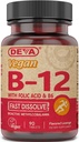 DEVA Vegan Vitamin B12 hitro raztopite dodatek - enkrat na dan kompleks z 1000 Mcg metilkobalamin B12, Folna kislina, B6 - limonina aroma - 90 Razrešljive tablete,