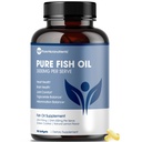 Čista mikrohranila - Omega 3 ribje olje dopolnilo, EPA/DHA maščobne kisline, nebrušeno ribje olje dopolnila z limono - srce, oči, možgani in imunske podpore - 90 Softgels