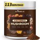 10-v-1 goba v prahu, goba kompleks - levi griva, Reishi, Shiitake, Chaga, Turčija rep, Cordyceps, Maitake & več, goba dodatek v prahu za energijo, spomin, fokus in imunske podpore 8oz